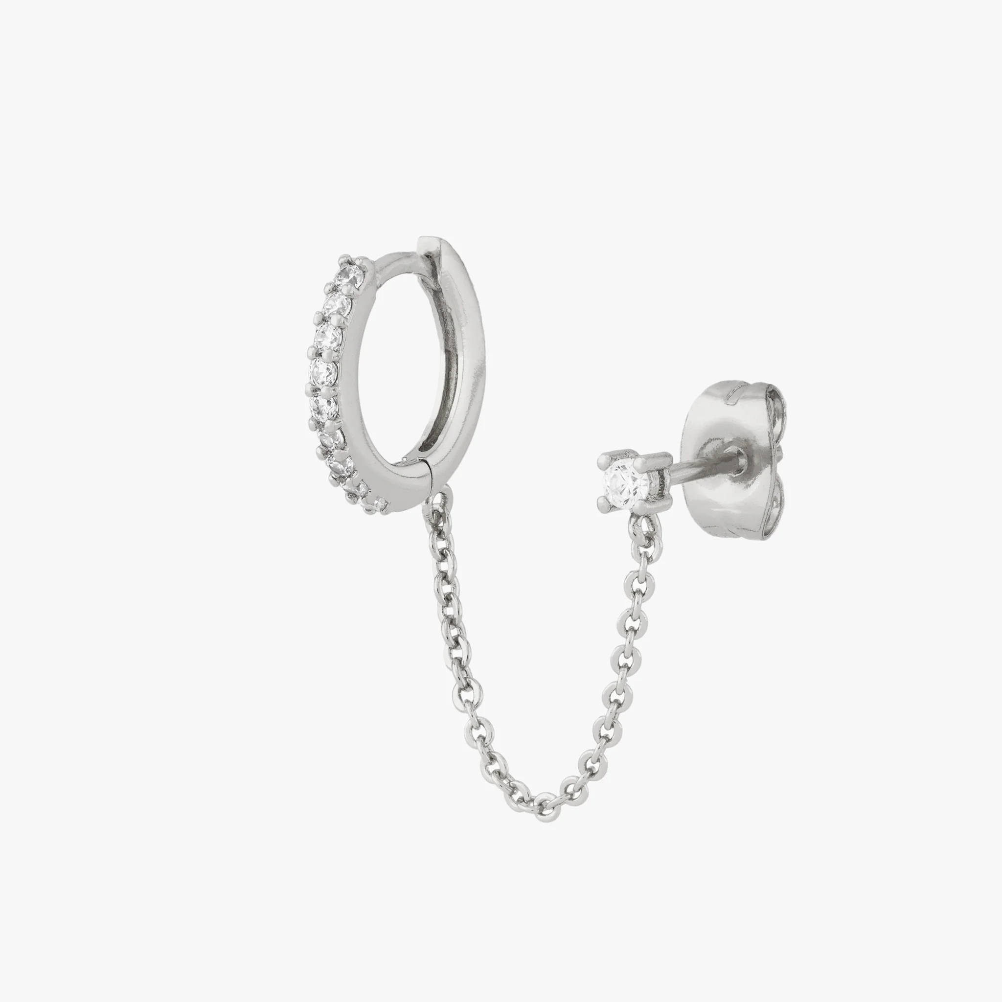 Chained Pave Huggie x CZ Stud - Image 5