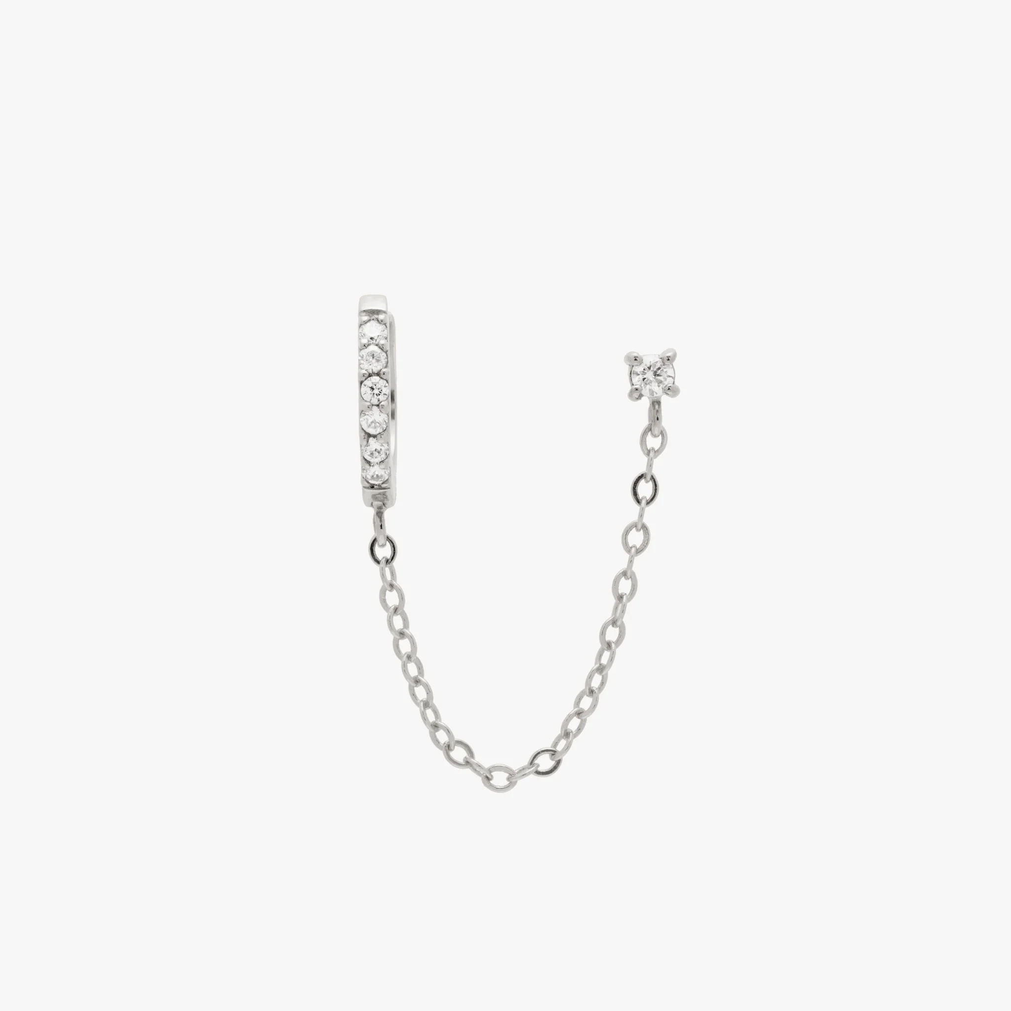 Chained Pave Huggie x CZ Stud - Image 7