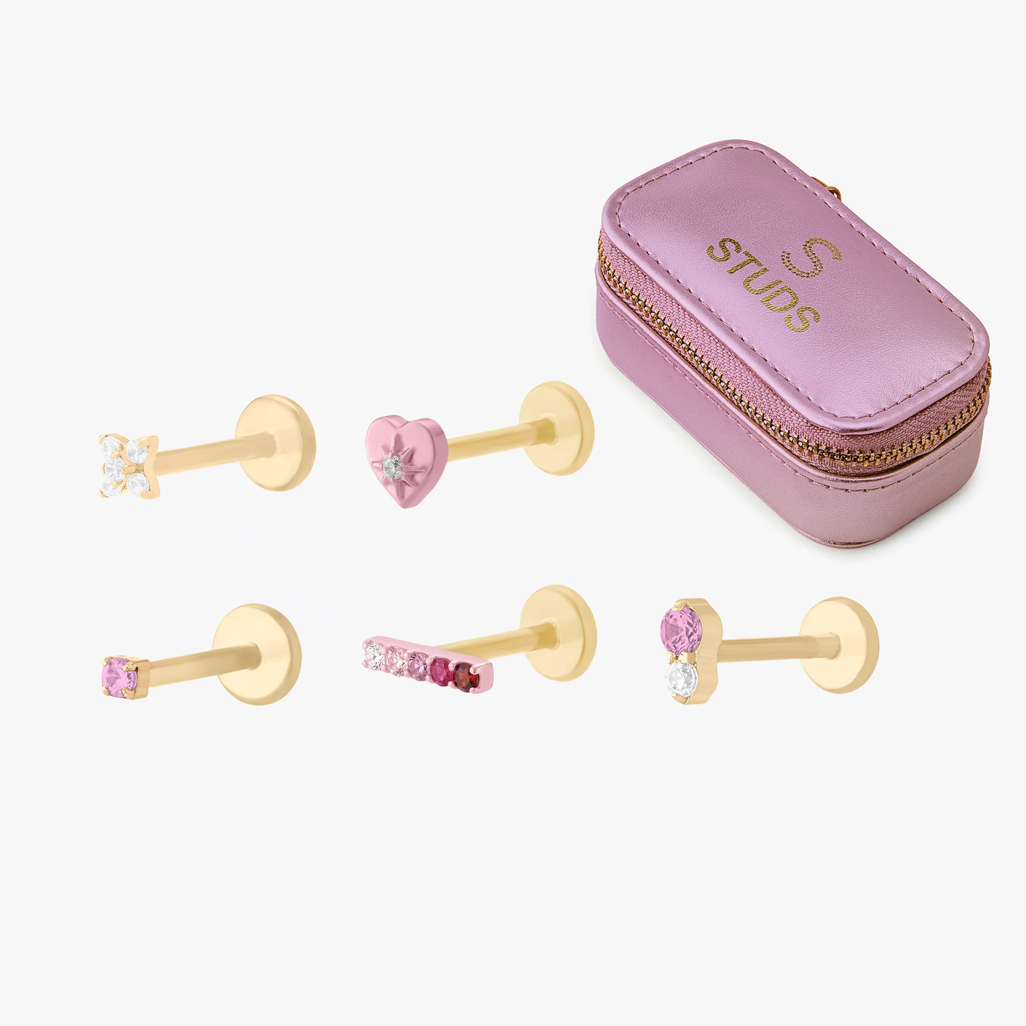 Pink Hearts Flatback Set